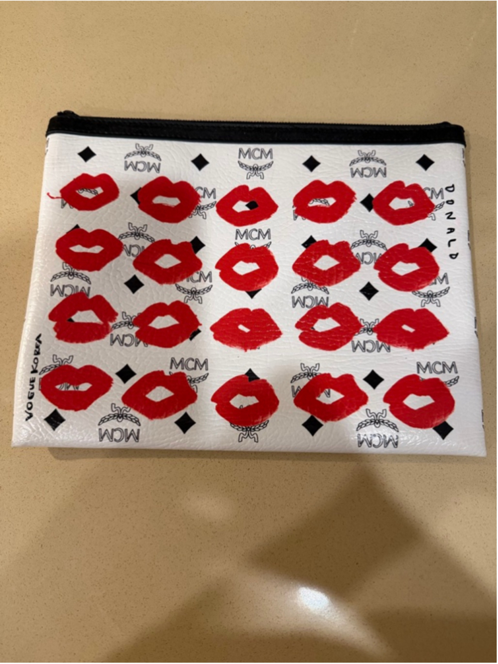 MCM Visetos X Vogue Korea Pouch in White and Multicolor - Lip Clutch